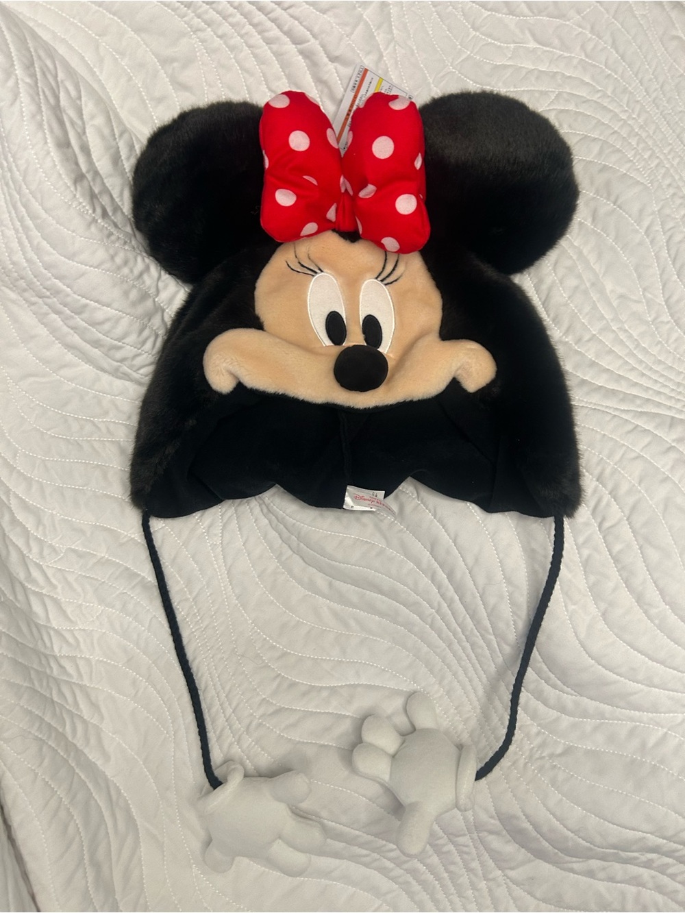 Disney Minnie Mouse Plush Ear Hat with Red Polka Dot Bow